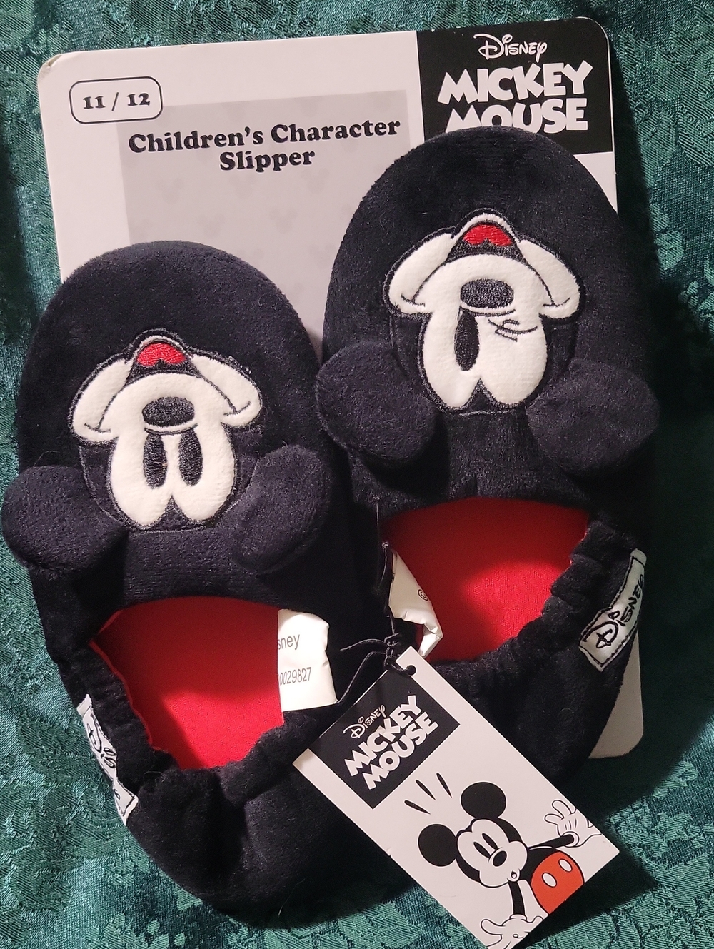 Disney Mickey Mouse Black and Red Plush Kids Slippers